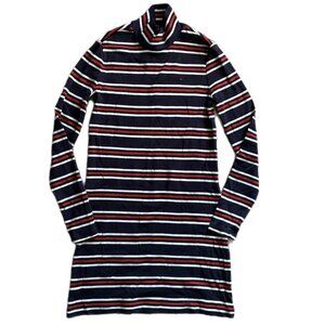 navy striped long sleeve mini dress